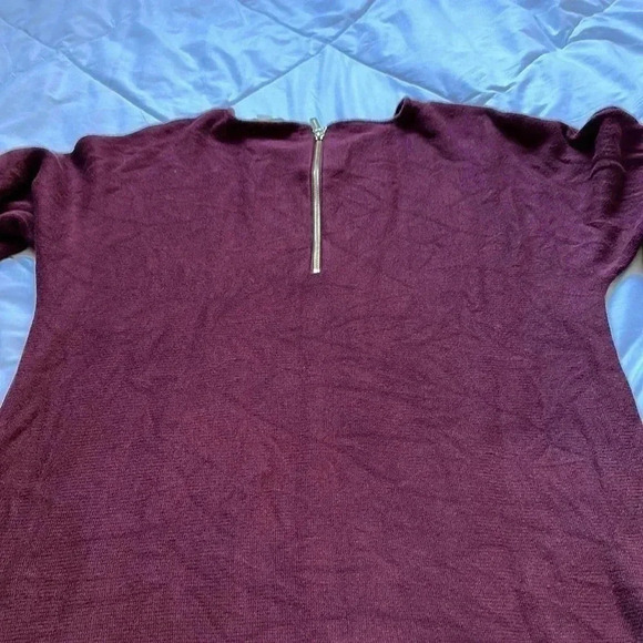 Michael Kors maroon scoop neck sweater zips in back size large - Picture 5 of 6